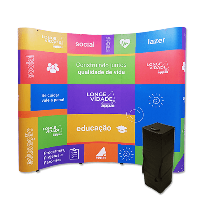 Painel Pantográfico P1 3x3 Curvo Completo – Estrutura e Impressão de Alto Impacto