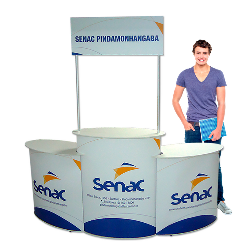 Balcão Promocional 90 com Extensores CT (Trio) – Estrutura Modular Ampliada para Máxima Exposição