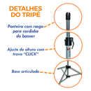 Tripé para Banner 1,80m Pequeno – Suporte Ajustável e Portátil