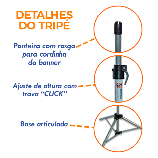 Tripé para Banner 1,80m Pequeno – Suporte Ajustável e Portátil