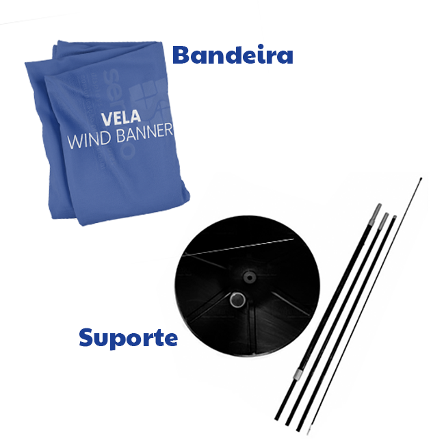 Wind Banner 350 – Bandeira Promocional em Poliéster Dupla Face com Base e Haste de Fibra