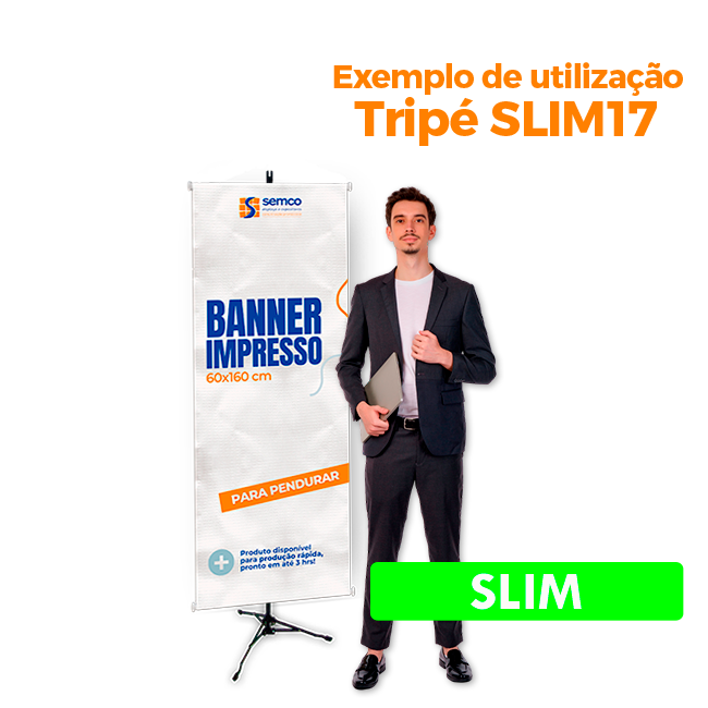 Tripé para Banner 2,0m Slim sem Garras – Estrutura Leve e Portátil para Exposição de Banners