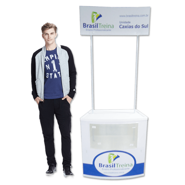 Balcão de PVC Modelo 80F com Visor – Funcionalidade e Destaque para Feiras e Eventos