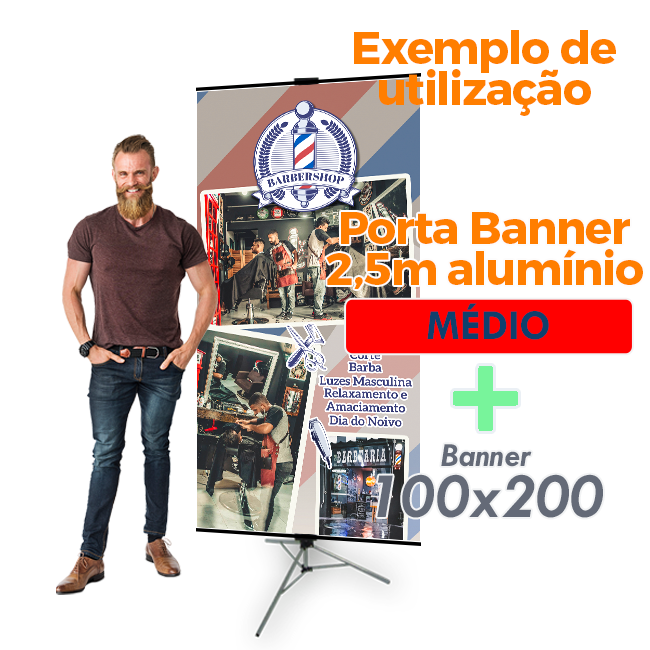 Tripé para Banner 2,50m Médio com Garras – Suporte Ajustável e Fixação Segura