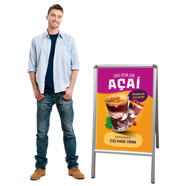 Suporte para Cartaz Tipo Cavalete A1 Uma Face – Exposição Prática e Design Compacto
