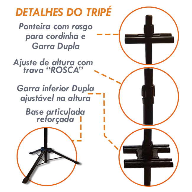 Tripé para Dois Banners 1,80m em Ferro – Garras Duplas e Alta Estabilidade