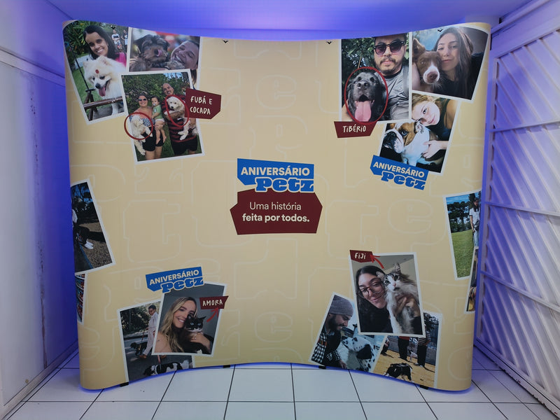 Painel Pantográfico P1 3x3(2) Curvo Completo – Estrutura Modular e Impressão para Máxima Visibilidade