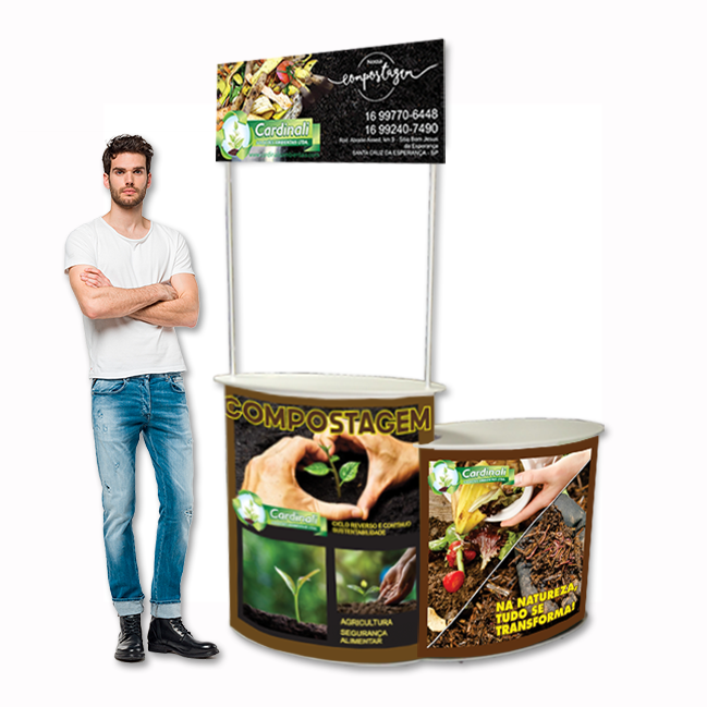 Balcão Promocional 90 com Extensor Direito CT (Duplo) – Estrutura Ampliada e Modular para Eventos