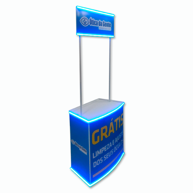 Balcão de PVC Modelo 80E Iluminado – Destaque e Profissionalismo para Feiras e Eventos