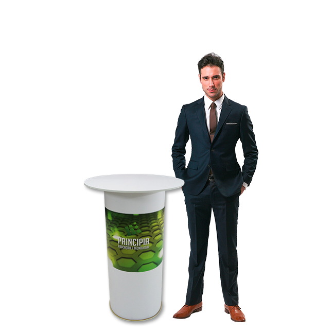 Balcão Promocional Redondo 60 ST – Portátil, Resistente e com Design 360°