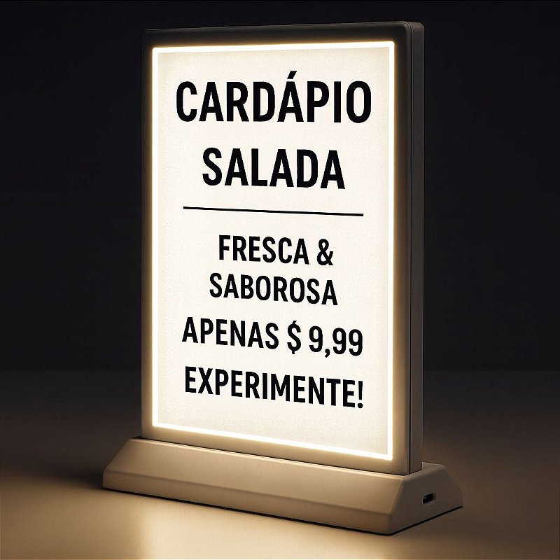 Display Iluminado LED A4 Dupla Face Recarregável