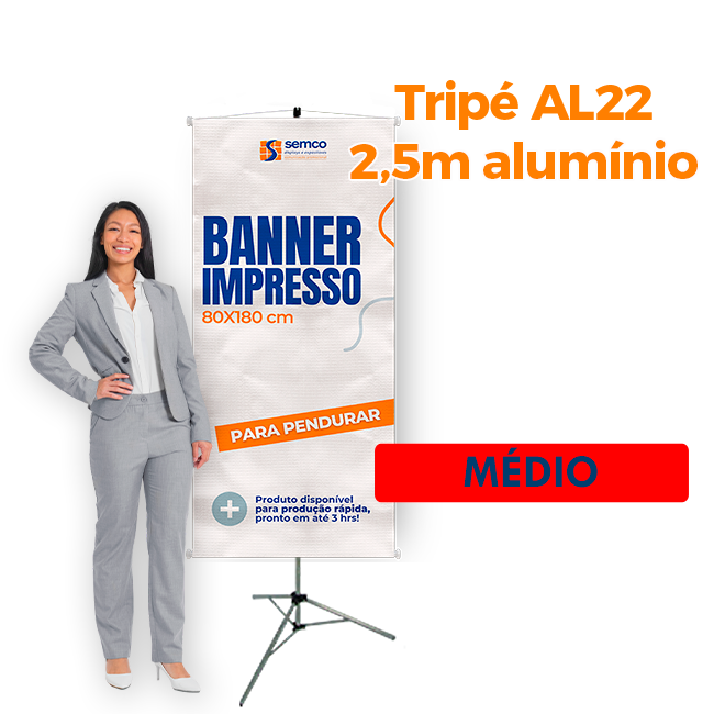 Tripé para Banner 2,50m Médio – Suporte Ajustável, Resistente e Portátil