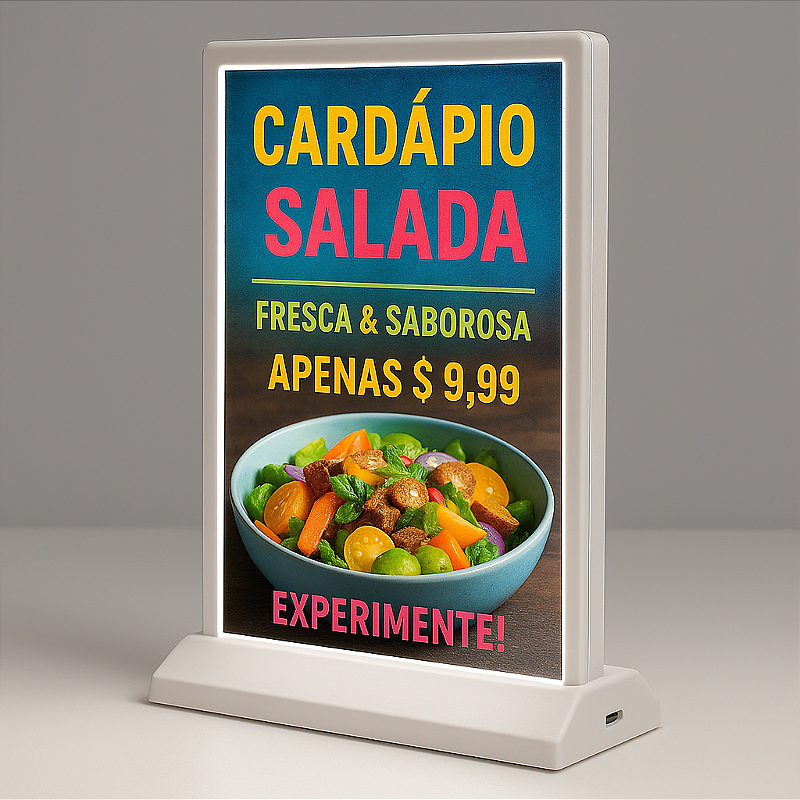 Display Iluminado LED A4 Dupla Face Recarregável