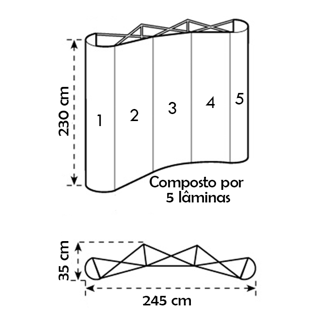 Painel Pantográfico P1 3x3 Curvo Completo – Estrutura e Impressão de Alto Impacto