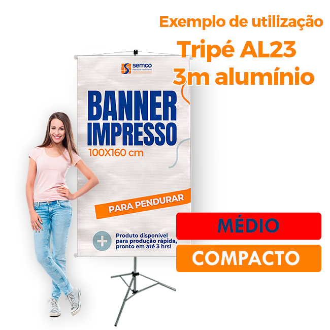 Tripé para Banner 3,0m Médio Compacto – Leve, Resistente e Fácil de Transportar