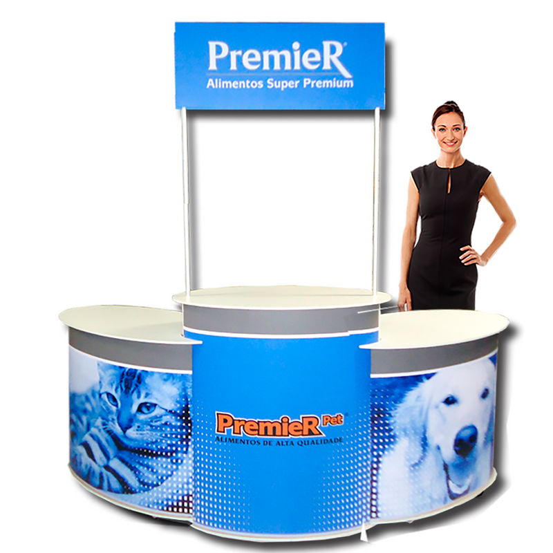 Balcão Promocional 90 com Extensores CT (Trio) – Estrutura Modular Ampliada para Máxima Exposição