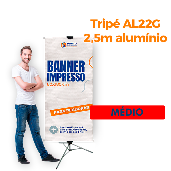 Tripé para Banner 2,50m Médio com Garras – Suporte Ajustável e Fixação Segura