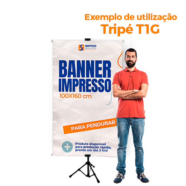 Tripé para Banner 2,70m Sofisticado com Garras – Fixação Segura e Acabamento Premium