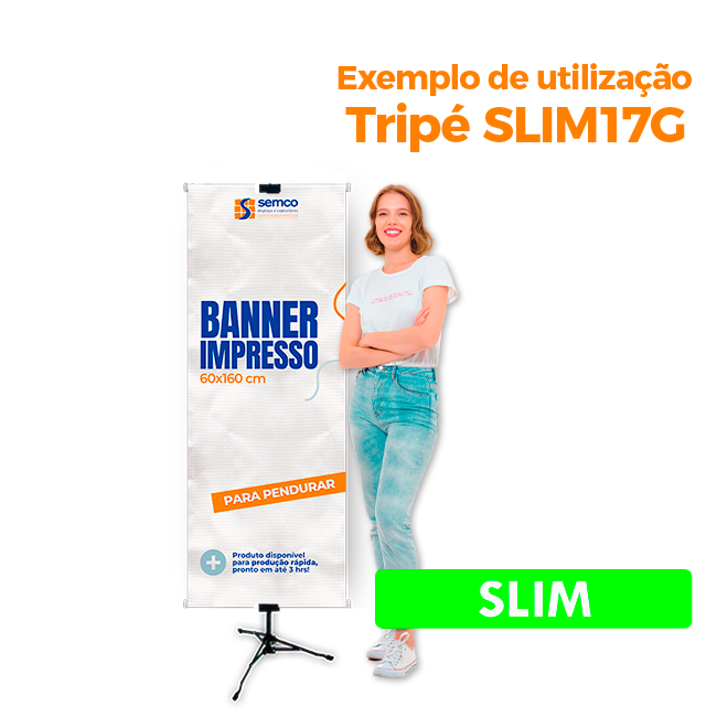 Tripé para Banner 2,0m Slim com Garras – Estrutura Leve, Ajustável e Fixação Segura
