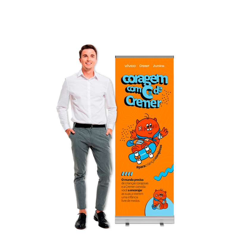 Porta Banner Roll Up 60x160cm Premium | Suporte Retrátil Portátil para Feiras e Eventos✅