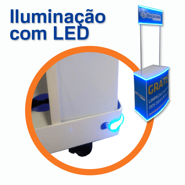 Balcão de PVC Modelo 80E Iluminado – Destaque e Profissionalismo para Feiras e Eventos