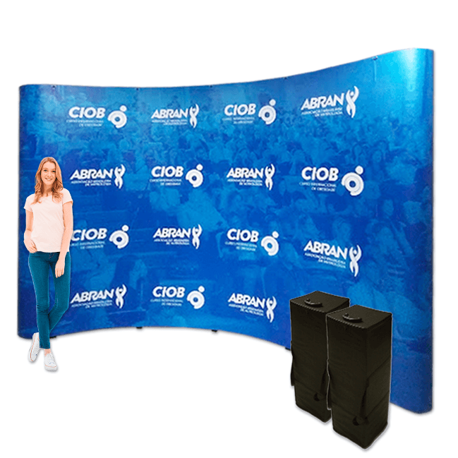 Painel Pantográfico P1 4x3 Curvo Completo – Estrutura Ampla e Impressão de Alto Impacto