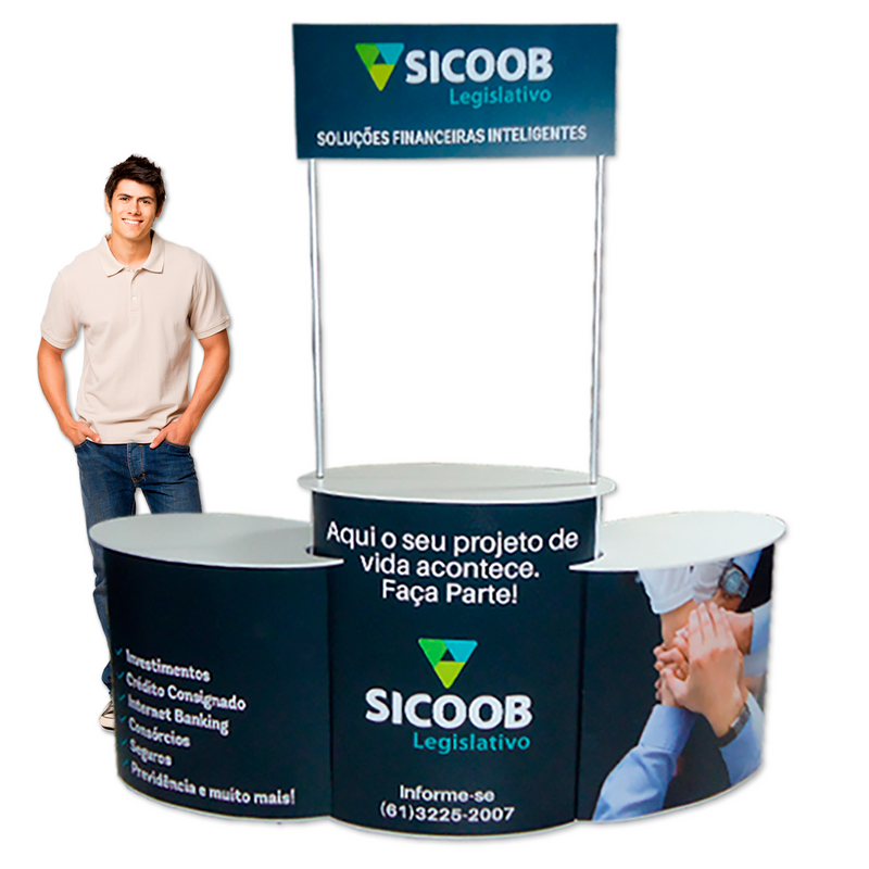Balcão Promocional 90 com Extensores CT (Trio) – Estrutura Modular Ampliada para Máxima Exposição