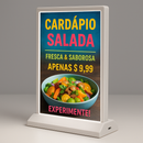 Display de mesa LED A4 com cardápio de restaurante