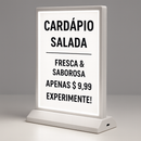 Display de mesa LED A4 com cardápio simples em restaurante