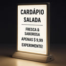Cardápio simples iluminado A4 dupla face com LED backlight