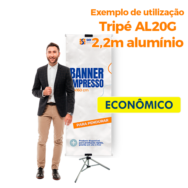Tripé para Banner 2,20m Econômico com Garras – Suporte Ajustável e Fixação Segura