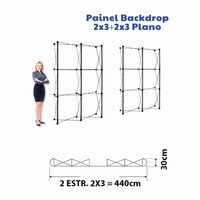 Painel Pantográfico P1 2x3(2) Reto Completo – Estrutura Modular e Impressão de Alto Impacto