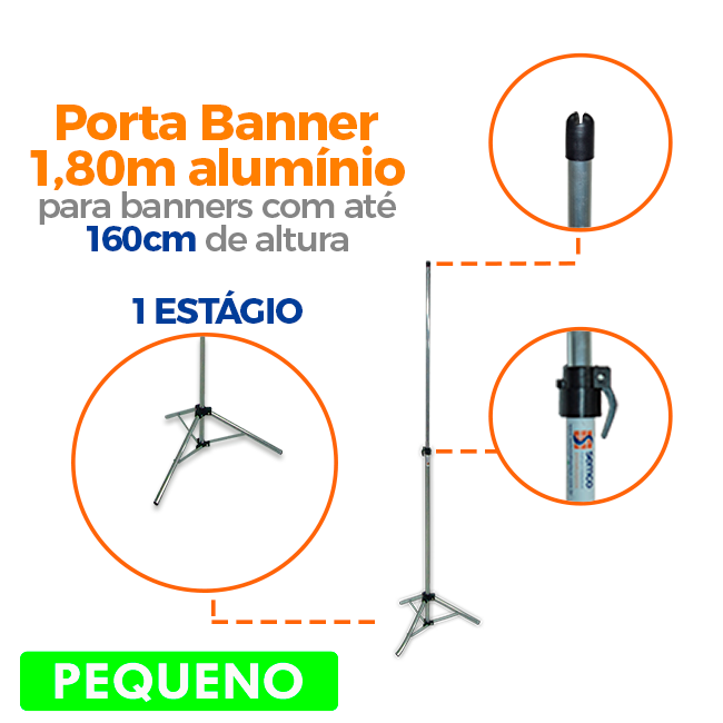 Tripé para Banner 1,80m Pequeno – Suporte Ajustável e Portátil