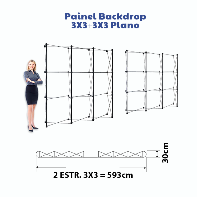 Painel Pantográfico P1 3x3(2) Reto Completo – Estrutura Modular e Impressão de Alto Impacto