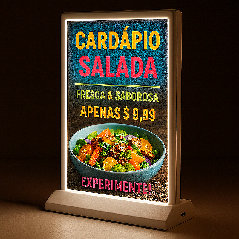 Display Iluminado LED A4 Dupla Face Recarregável